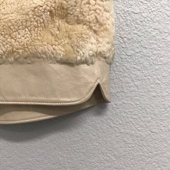 Vintage 1960’s Sherpa Leather Vest Al Thompson of Portland Men’s Beige Flaw M/L - Picture 8 of 15